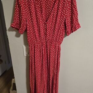 Zara Red and White Polka Dot Maxi Dress